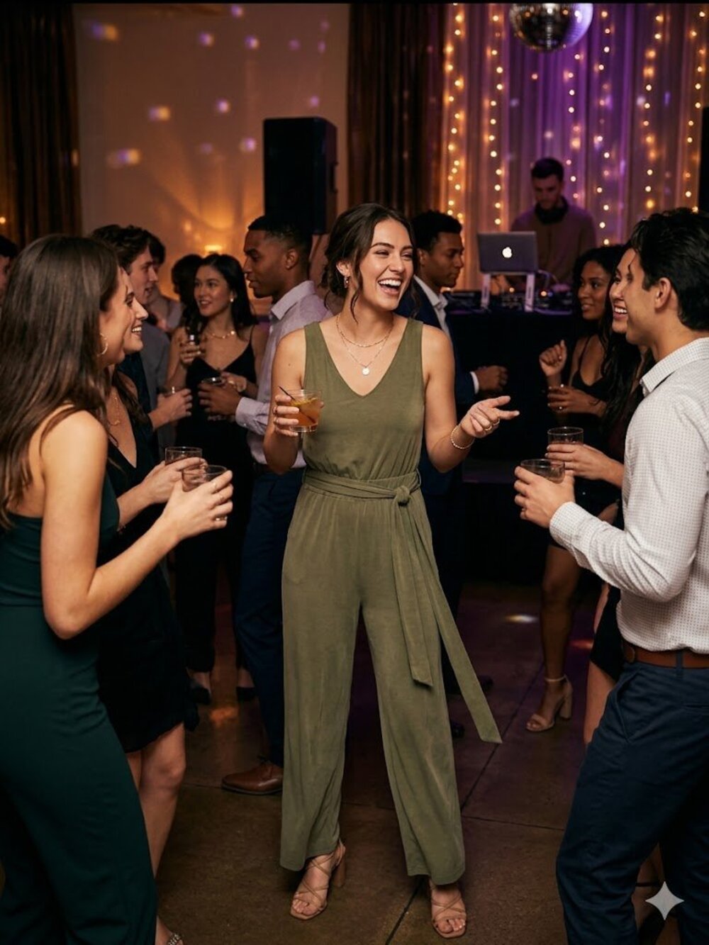 Anthropologie Olive Green Sleeveless Wide-Leg Jumpsuit